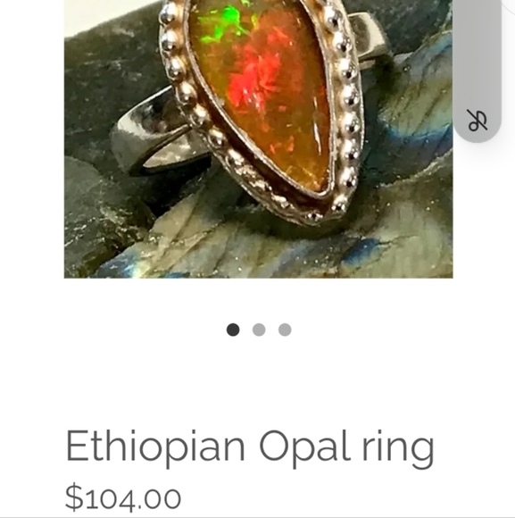 Womans Ethiopian Opal 100% Sterling Silver Large Tear Drop Ring Sz 8 - Picture 17 of 17
